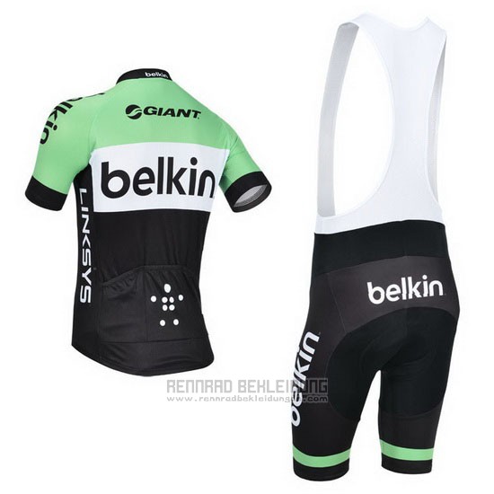 2013 Fahrradbekleidung Belkin Grun und Shwarz Trikot Kurzarm und Tragerhose